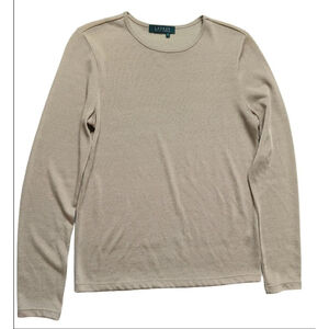 Women's Lauren Ralph Lauren Top Size S Gold Long Sleeve